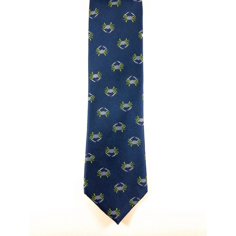 The Tie Bar, Novelty Crab Fine Ribbed Embroidered Jacquard Faille, silk,  61x3